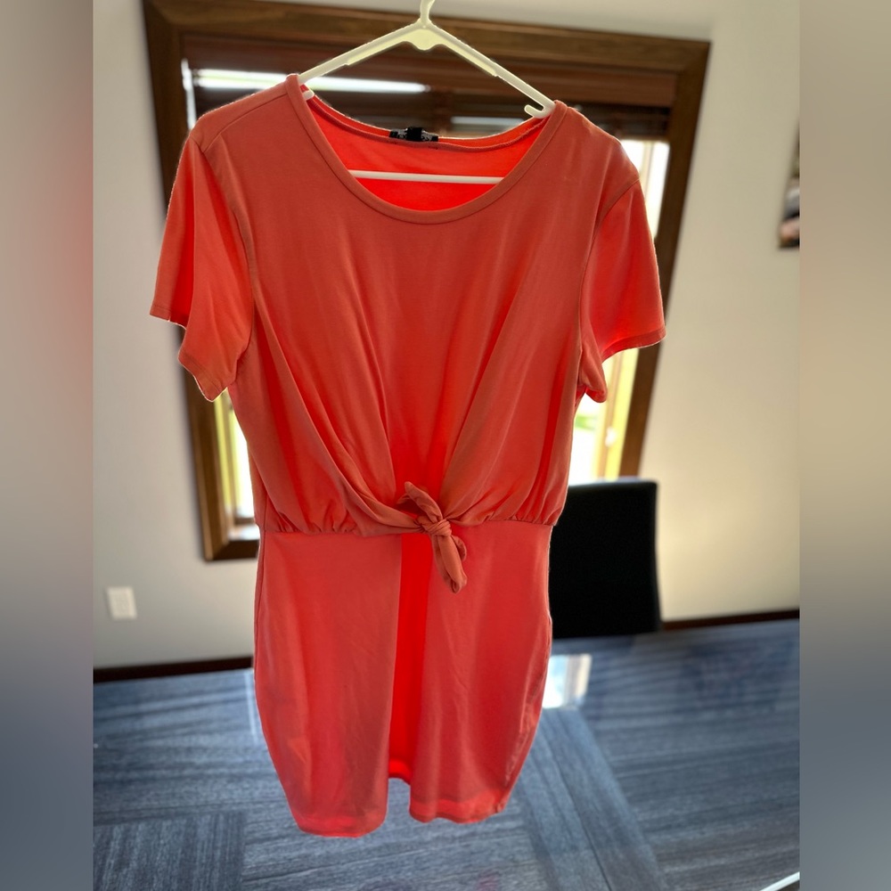 Express tie front mini dress. Red coral